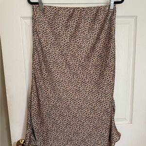 Leith Brown and White Wrap Midi Skirt